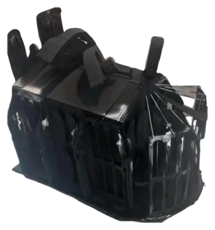 Black-painted cathedral model from the side