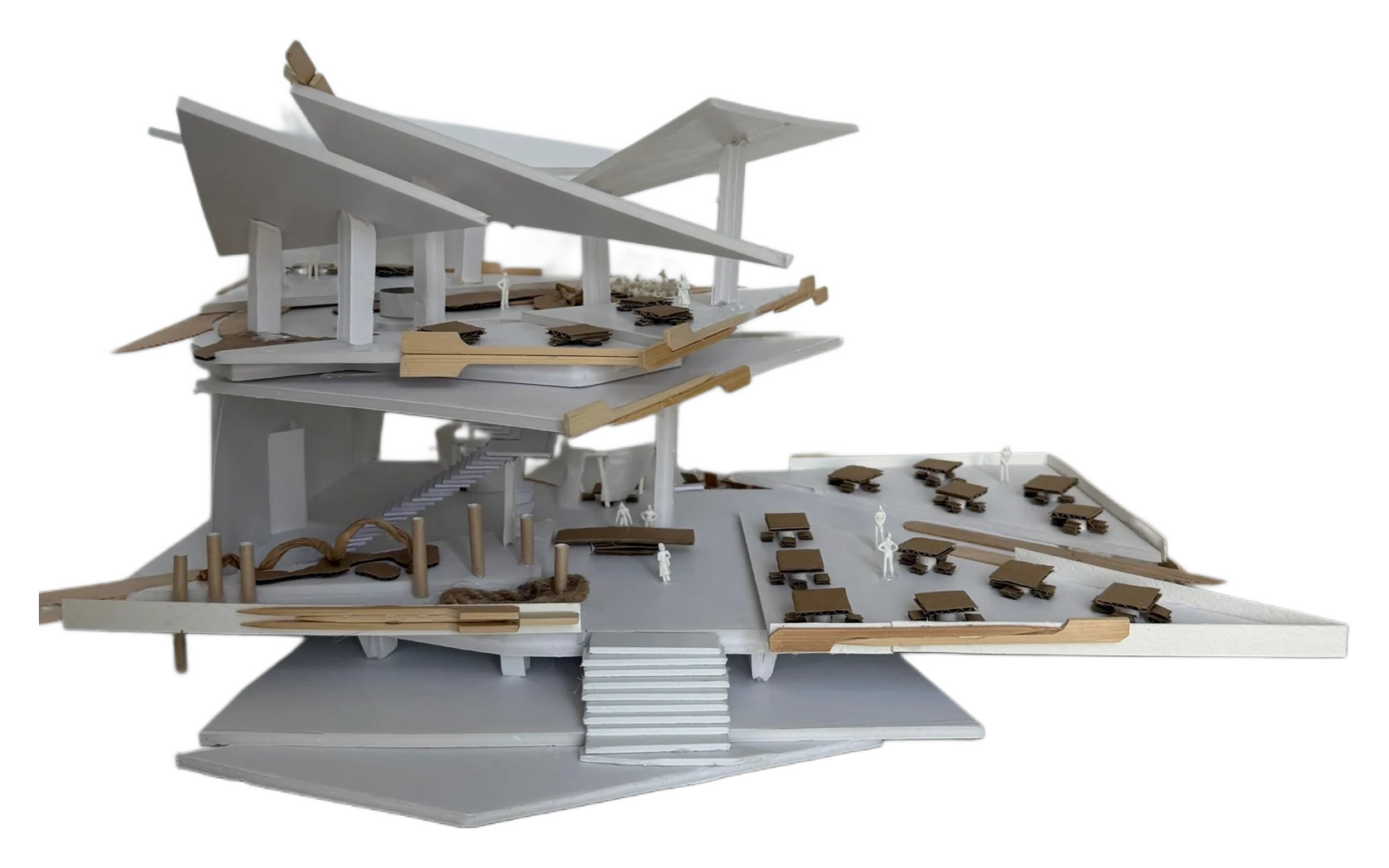 Harbor restaurant model, side view