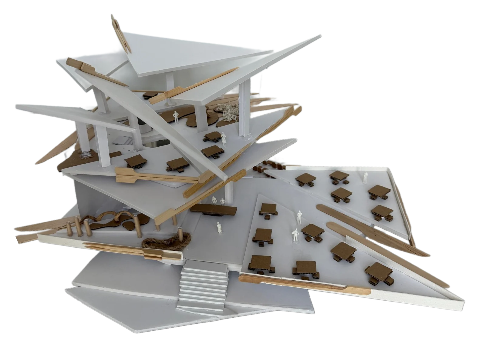 Harbor restaurant model, perspective view