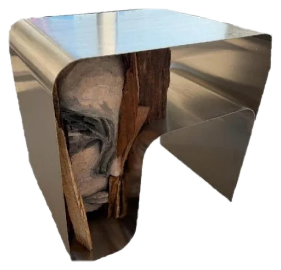 Coffee table, side view showing the face