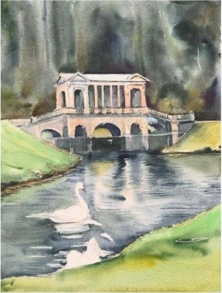 Palladian bridge with a swan