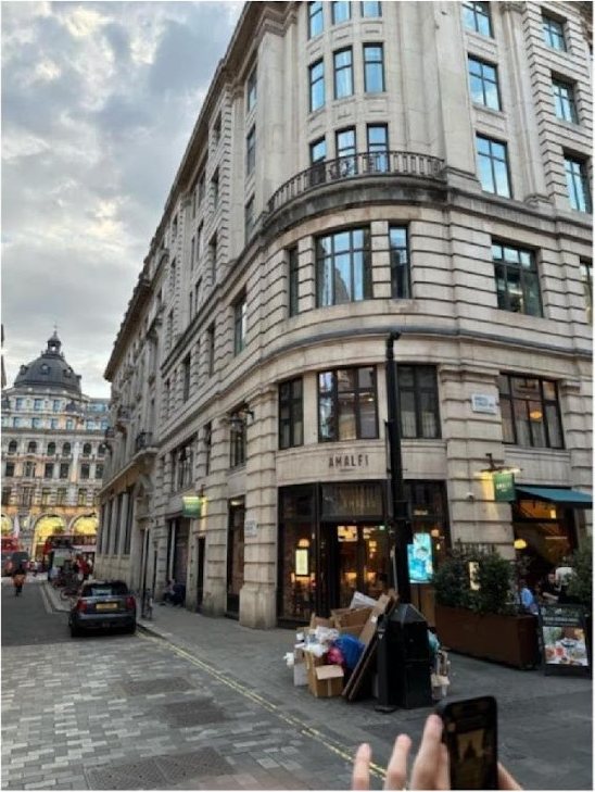 Photograph of a London street corner building